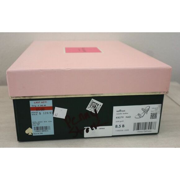 Kate Spade Womens 8.5B Pale Gold Saffron Metallic Leather Slingback Sandals - Picture 15 of 15